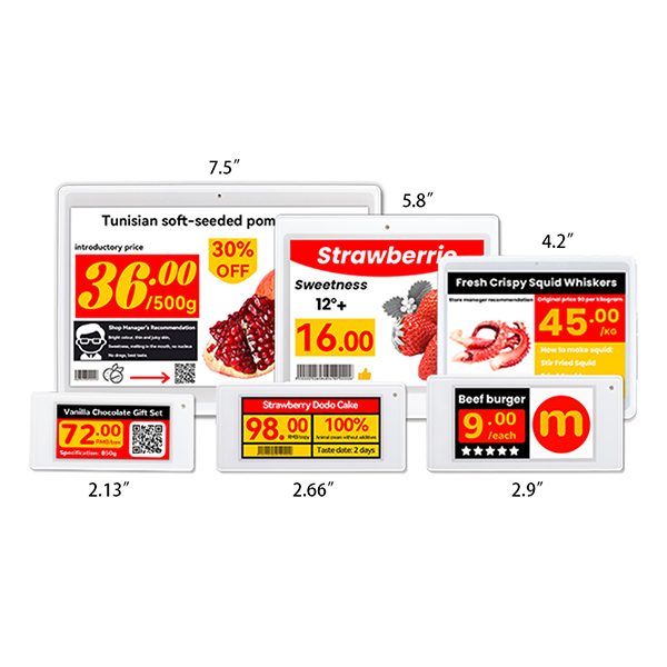 2,13 Zoll 4 Farbe Elektronische Einzelhandel Label Display Farbe Schwarz Weiß Rot Gelb