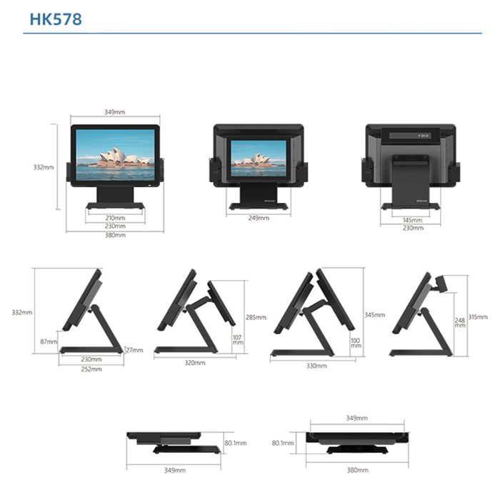 Qualcomm Snapdragon 450 (8 Kerne) 1,8 GHz All-In-One-POS mit 15,6-Zoll-TFT-LCD-Breitbilddisplay