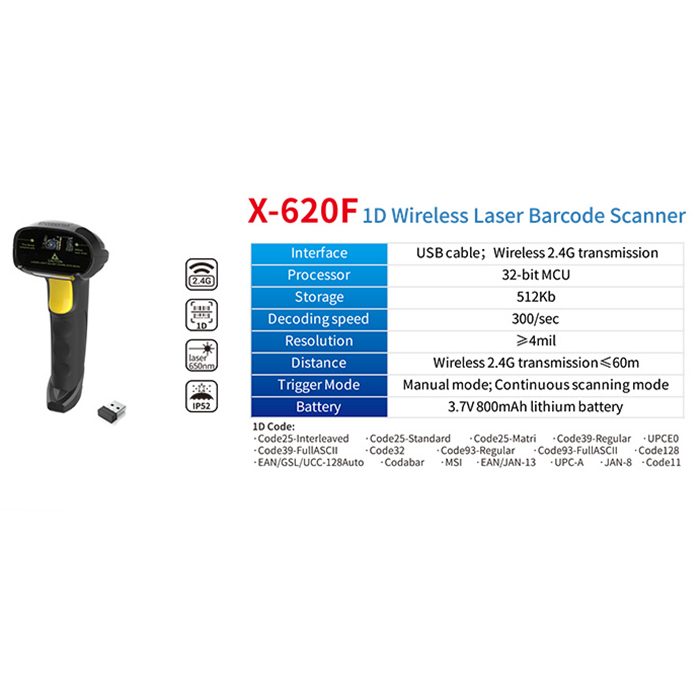 Kabelgebundener 1D-Laser-Handbarcodescanner X-530