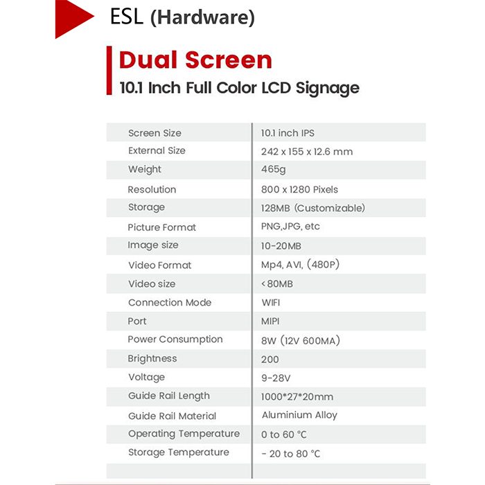 Einzelbildschirm10,1 Zoll Vollfarb-LCD-Beschilderung